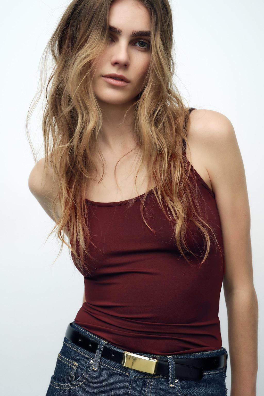 POLYAMIDE SLIM STRAP T-SHIRT - Zara фото 12