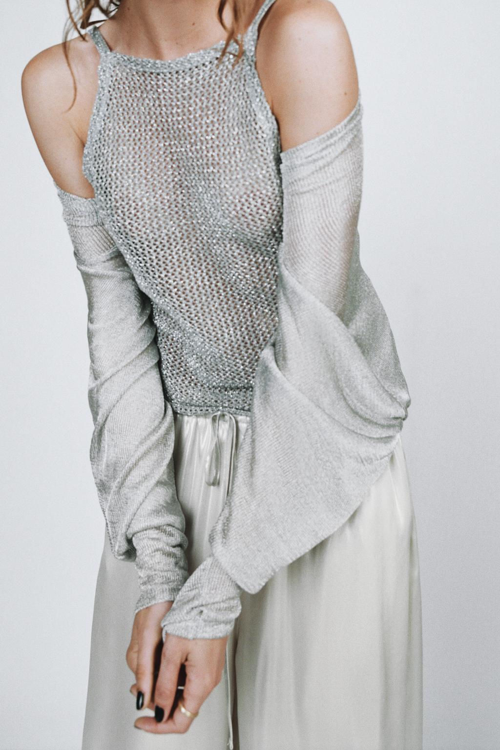 METALLIC THREAD CROCHET TOP - Zara фото 2