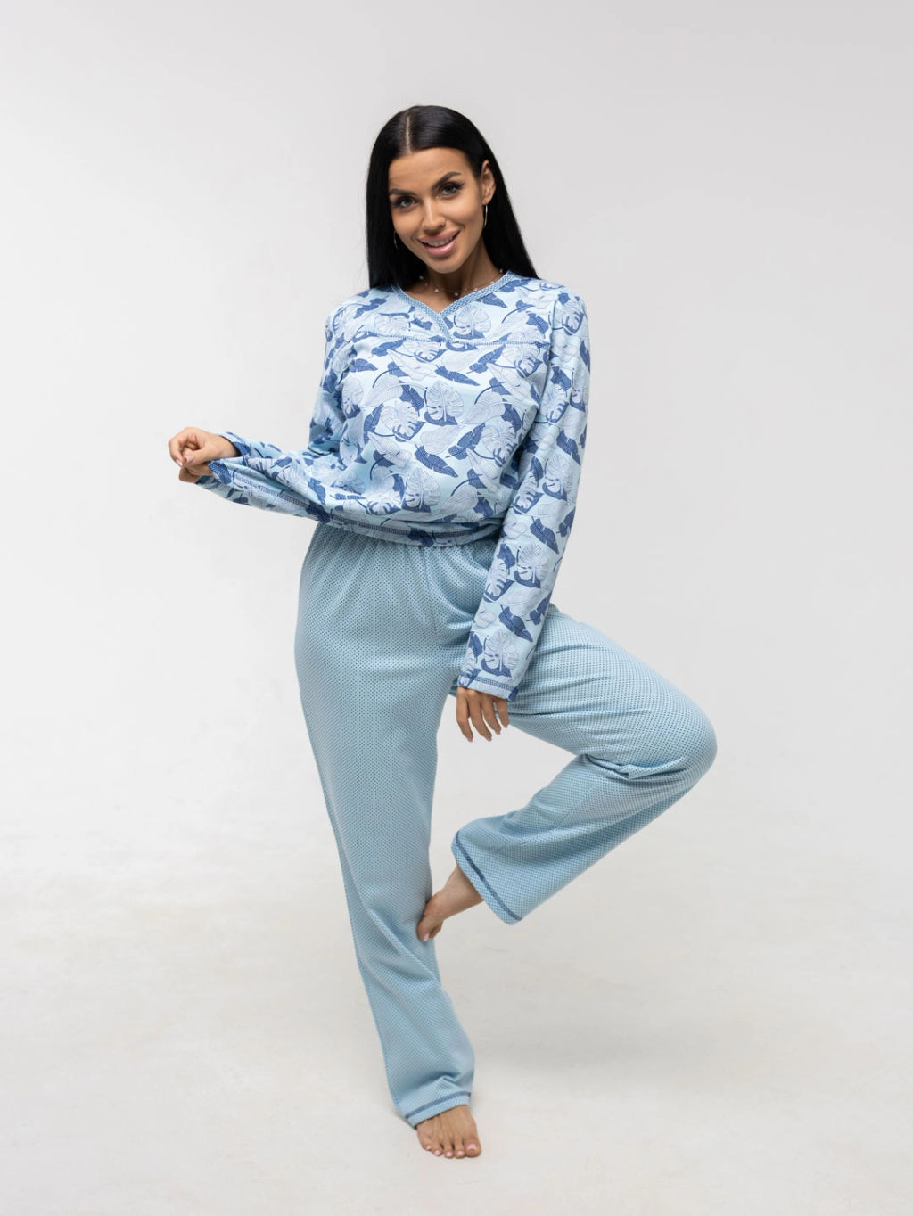Пижама женская, цвет голубой