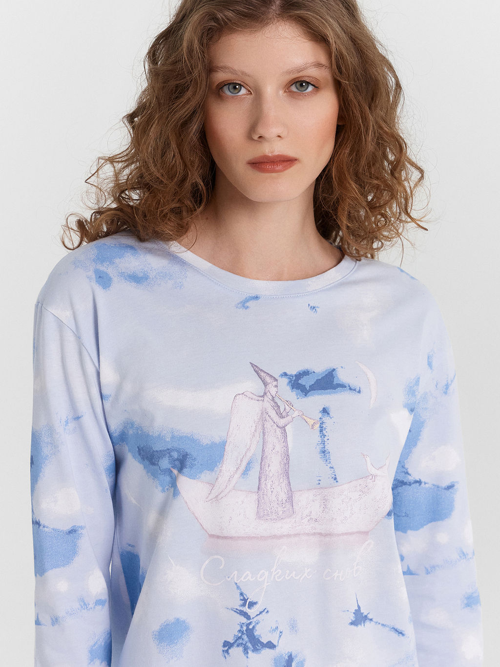 Пижама женская голубая с принтом и надписью Сладких снов голубая варка 592510 - Mark formelle фото 7