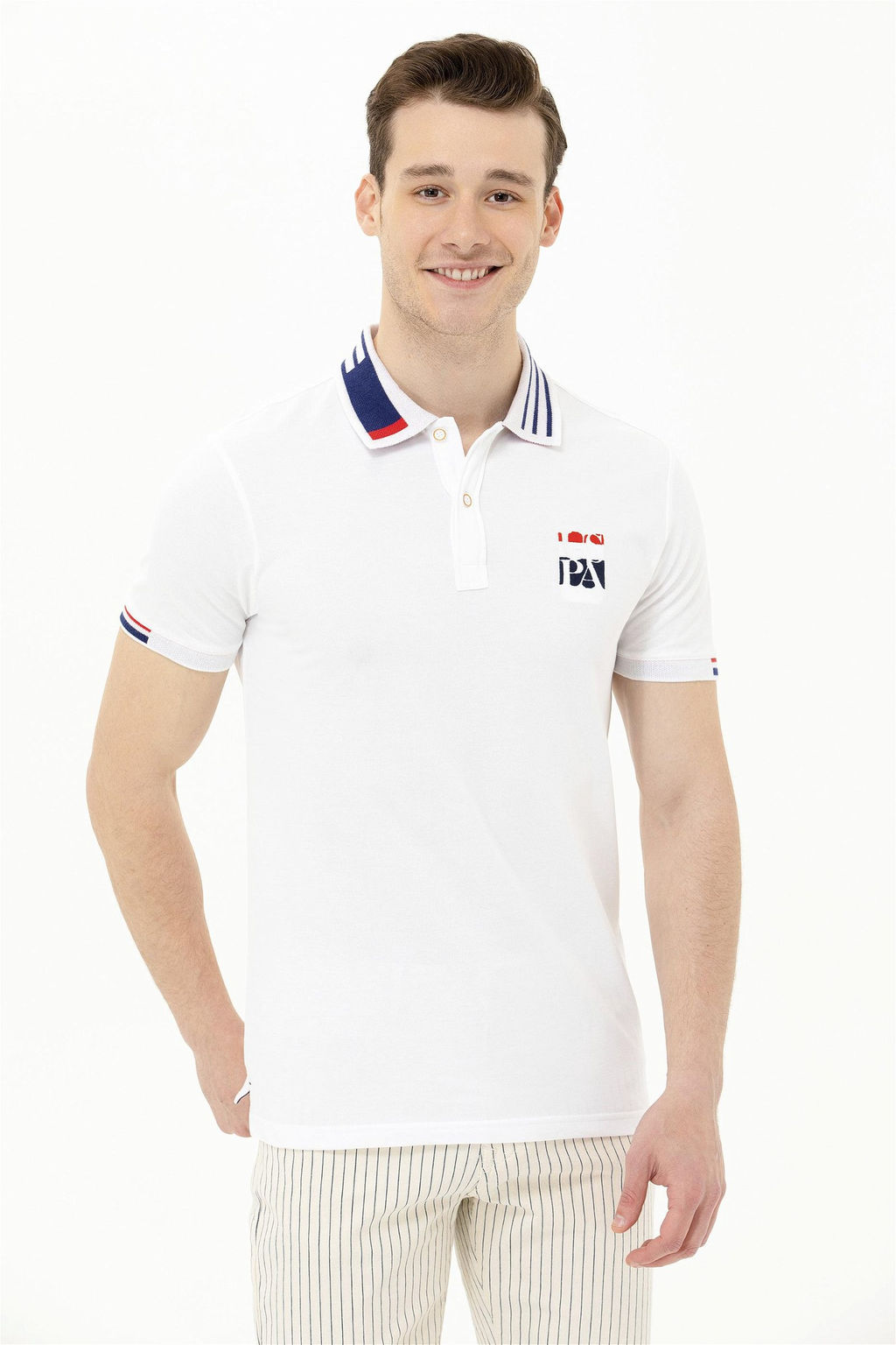 Мужская белая футболка с воротником поло - U.s. polo assn фото 11