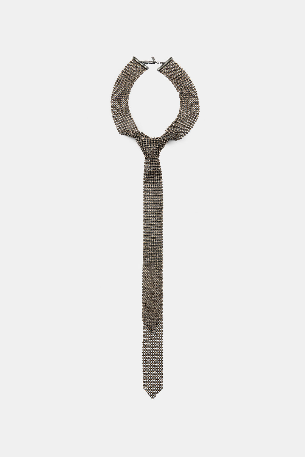 METALLIC TIE NECKLACE WITH RHINESTONES - Zara фото 2