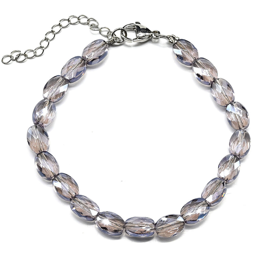 Браслет из циркона овал 6*8мм цв.сиреневый, 18см