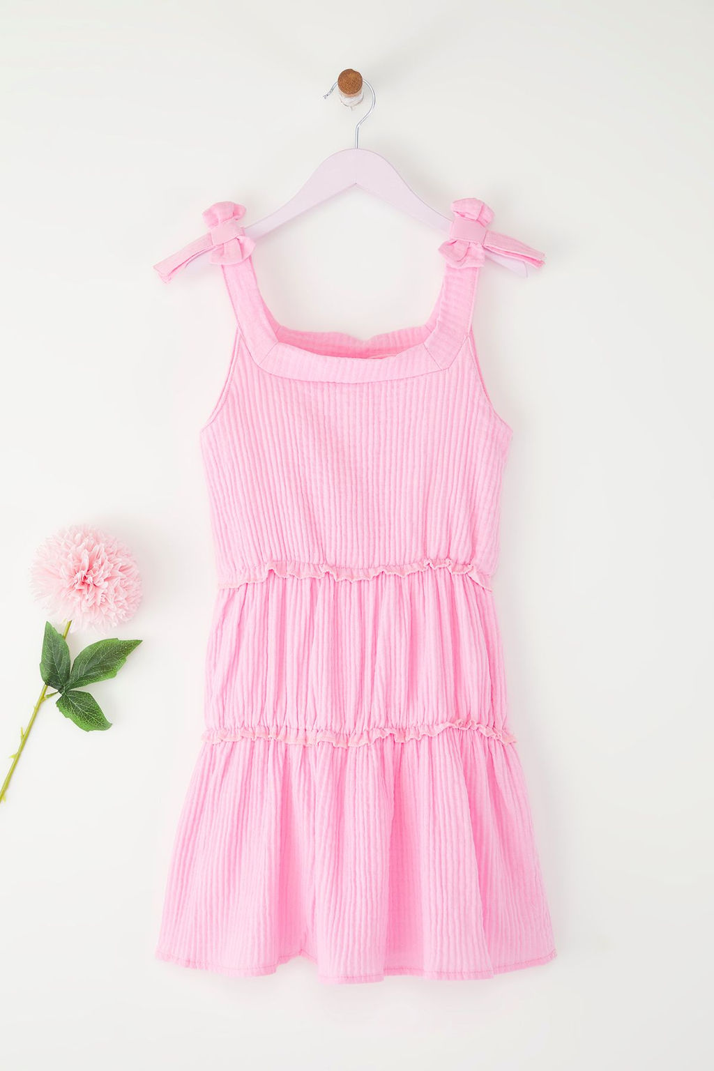 Pembe K?z Cocuk %100 Pamuk Basic F?rf?rl? Ask?l? Mini Bayraml?k Dokuma Elbise TKDSS25EL00058 - Trendyolmilla фото 2