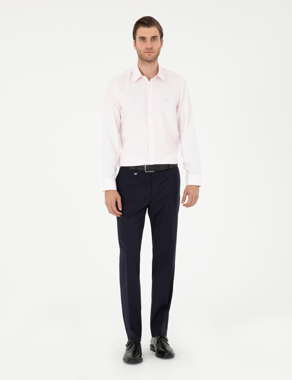 Рубашка Pierre Cardin Slim Fit светло-розовая с длинным рукавом