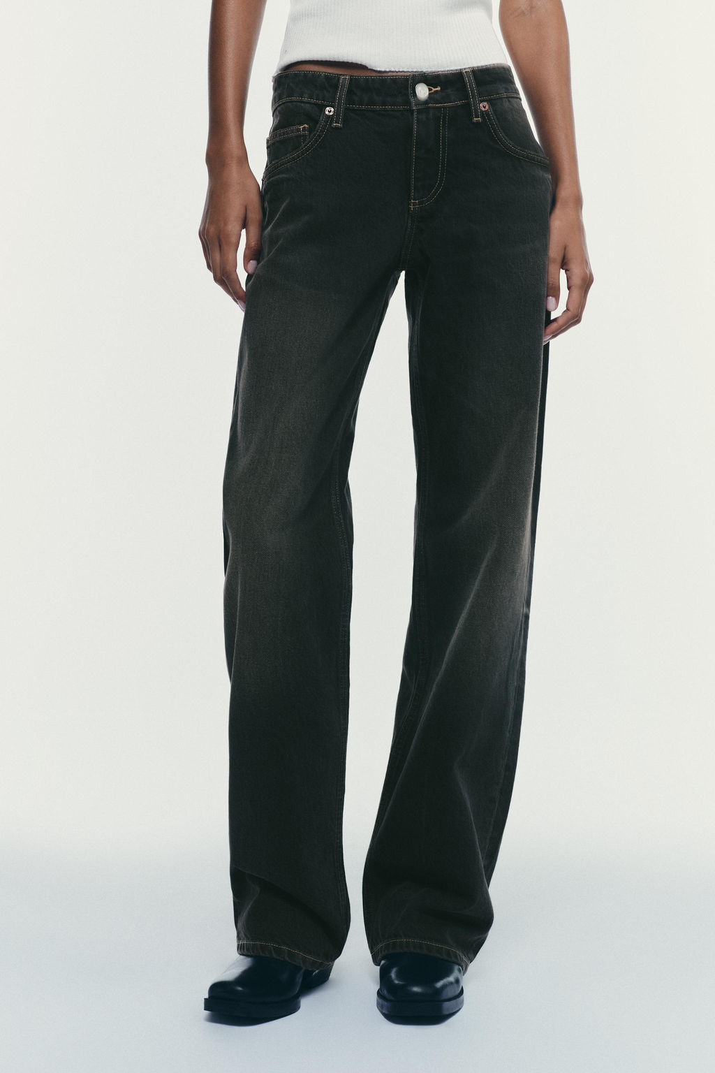 TRF LOW-RISE WIDE-LEG JEANS - Zara фото 2