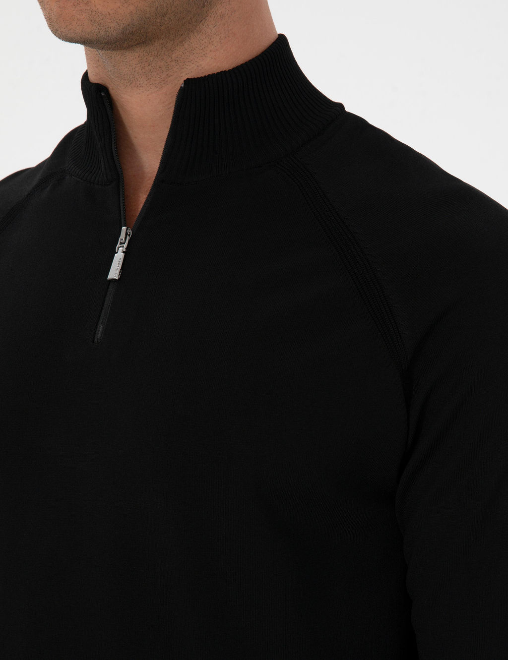 Siyah Slim Fit Dik Yaka Fermuarl_ Triko Kazak - Pierre cardin фото 7