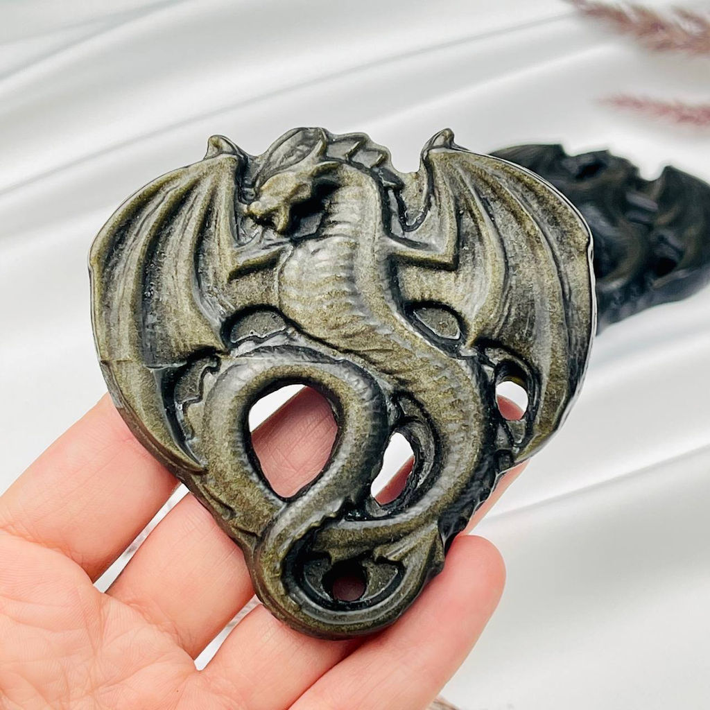 Фигурка "Дракон" из золотистого Обсидиана