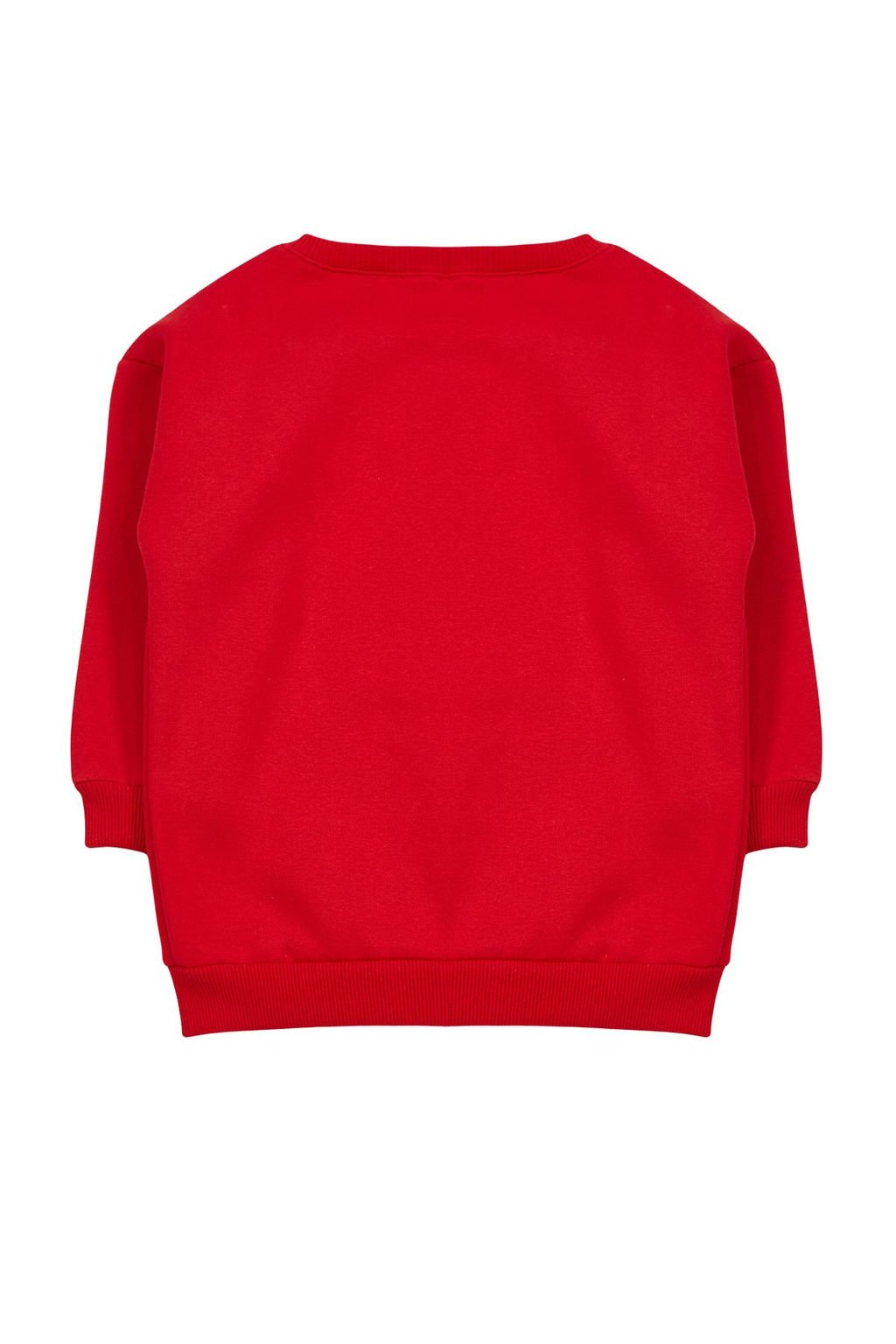 K?rm?z? K?z Cocuk Mevsimlik-Ince Slogan Pamuklu Orme Sweatshirt TKDAW25SW00013