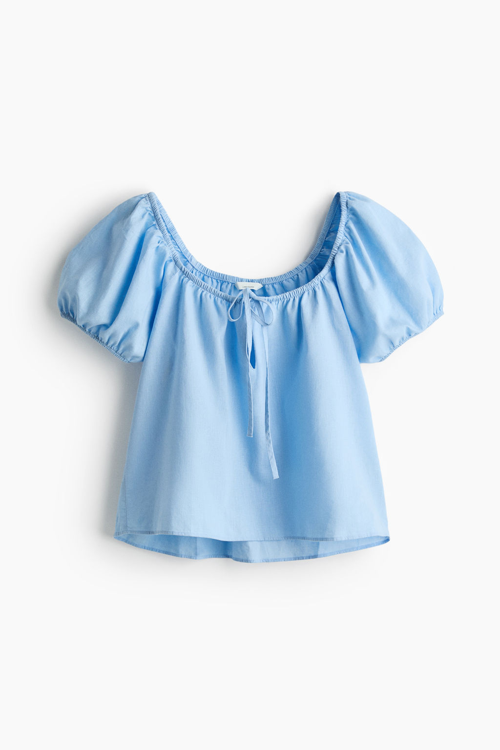 Blusa en mezcla de lino con mangas abullonadas - H&m фото 3
