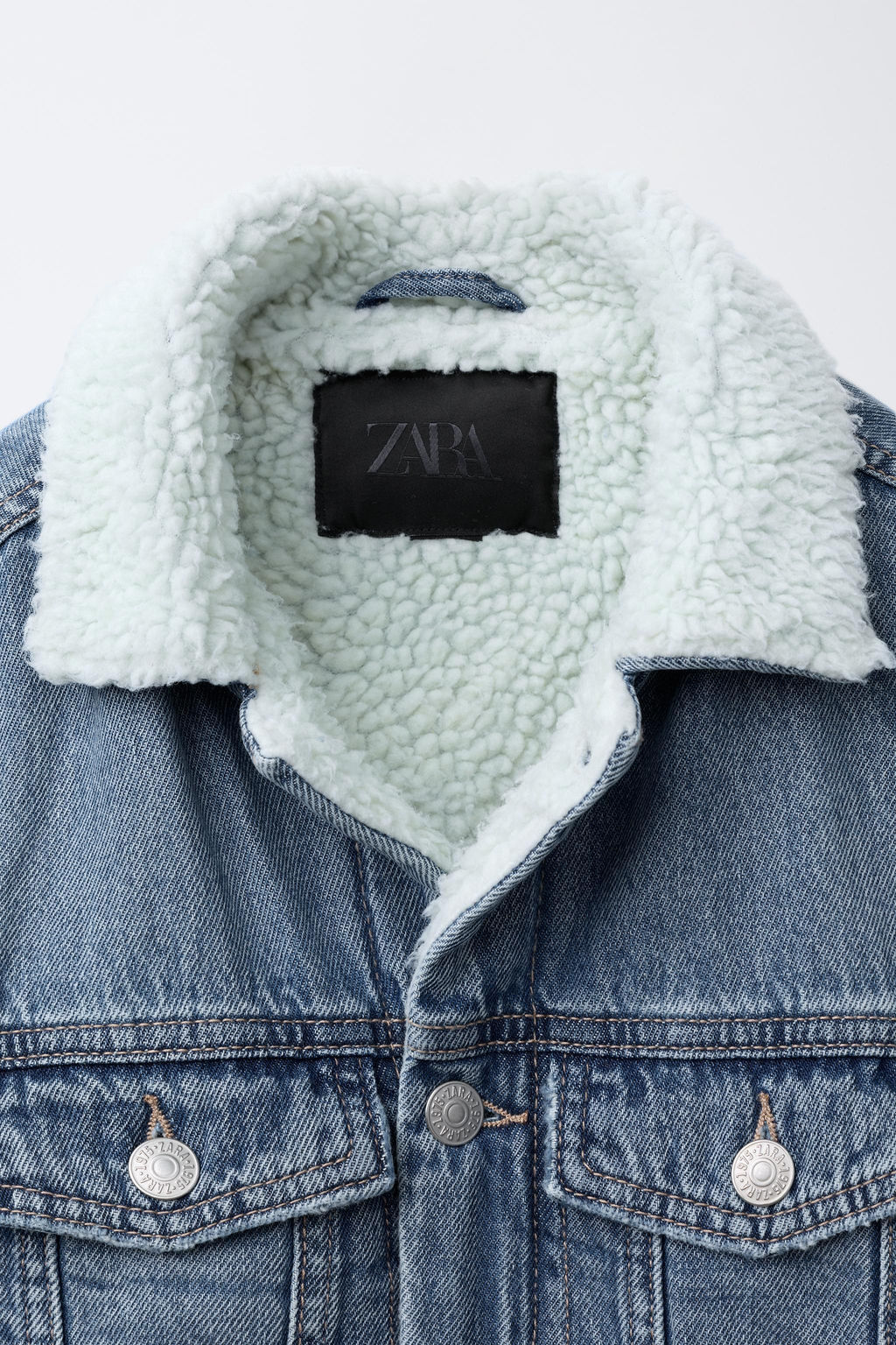 DENIM JACKET WITH FAUX SHEARLING - Zara фото 7