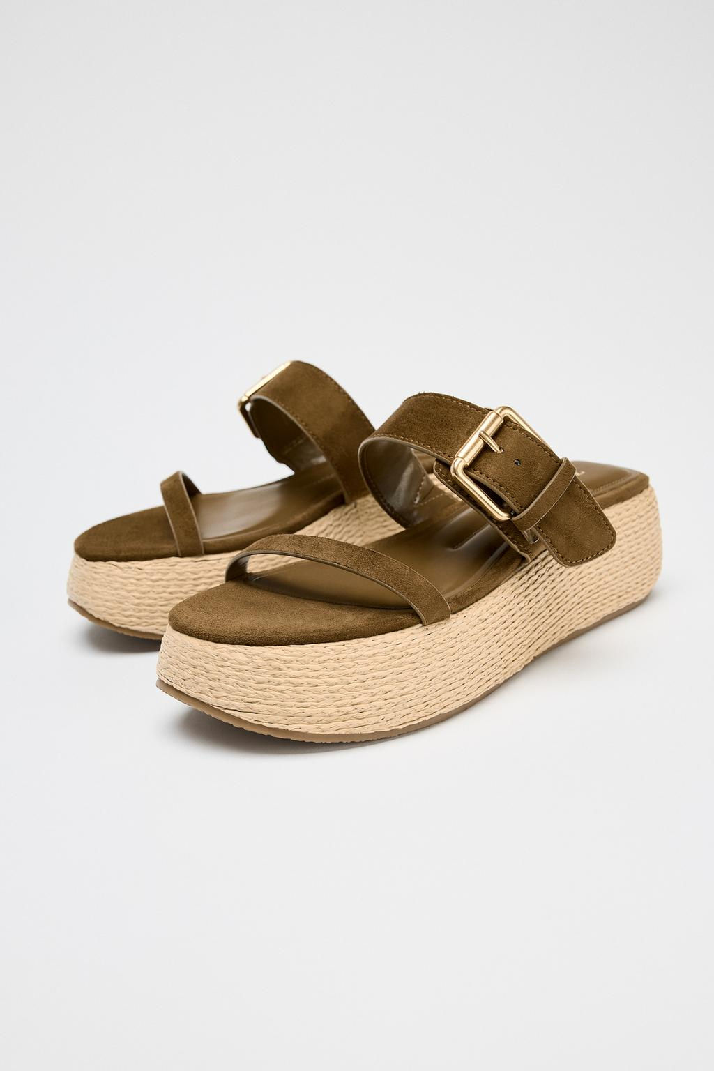 STRAPPY RAFFIA-EFFECT PLATFORM SANDALS - Zara фото 2