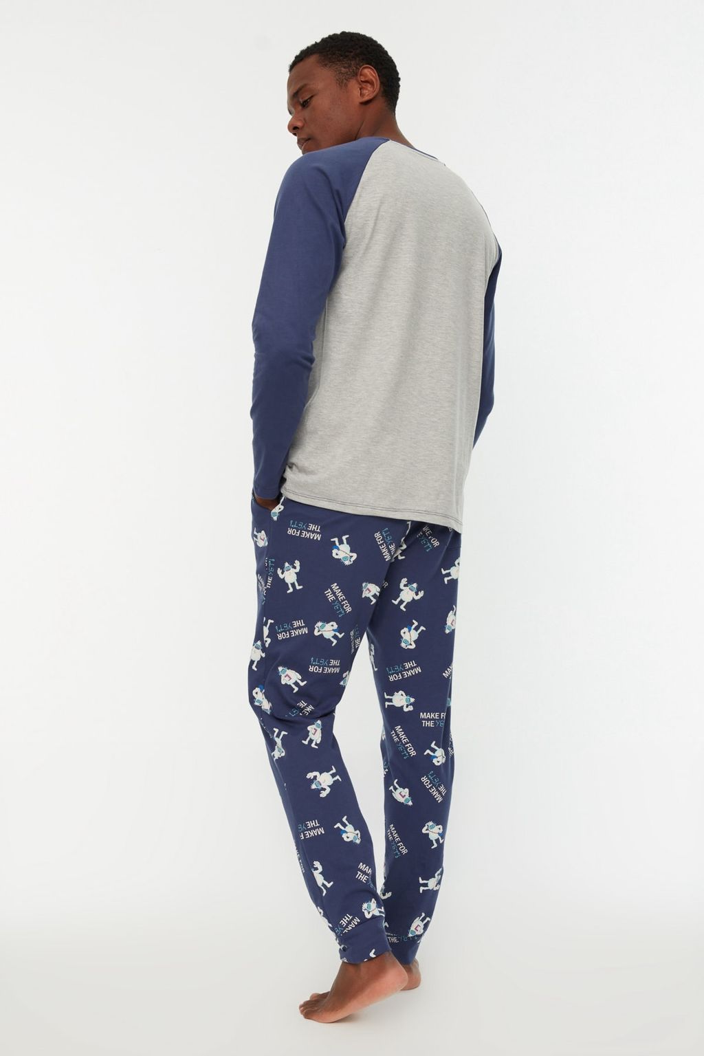 Trendyolmilla Man Lacivert-Gri %100 Pamuk Regular Fit Bisiklet Yaka Pijama Tak?m? THMAW22PT0440  фото 6