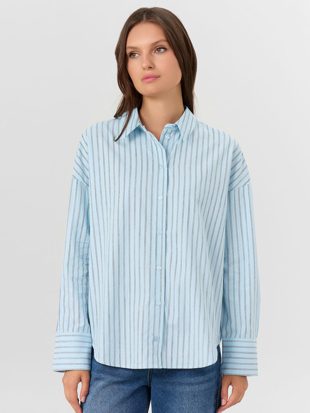 Рубашка женская голубая в полоску