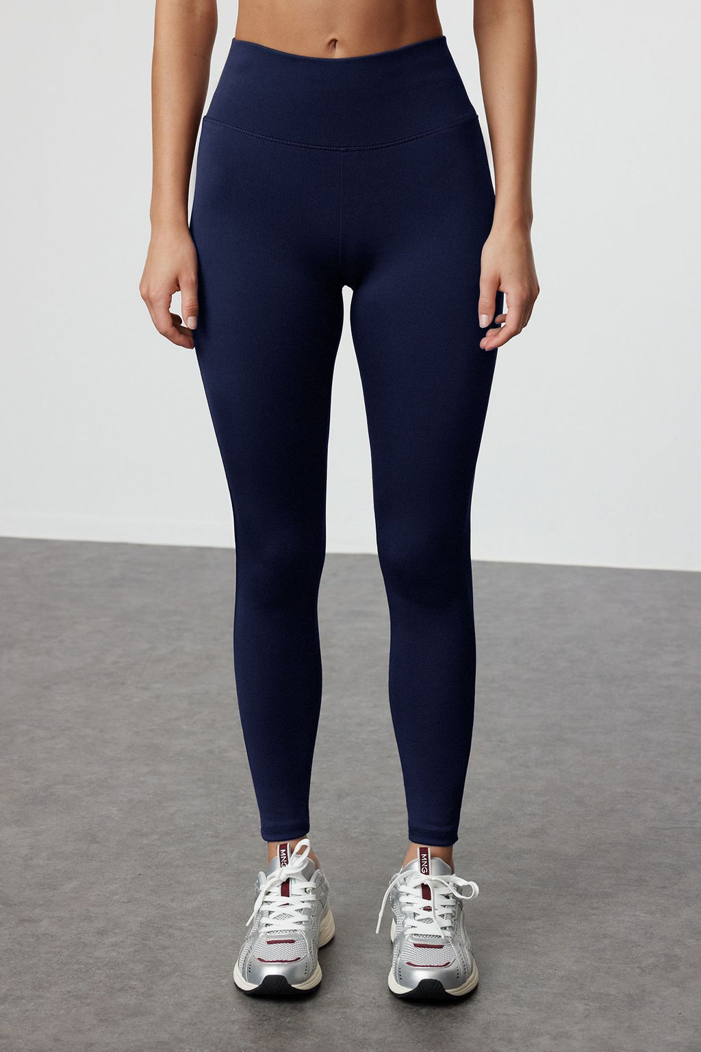 Lacivert Genis Bel Lastikli Ekstra Toparlay?c? Tam Boy Orme Spor Tayt TWOAW21TA0029