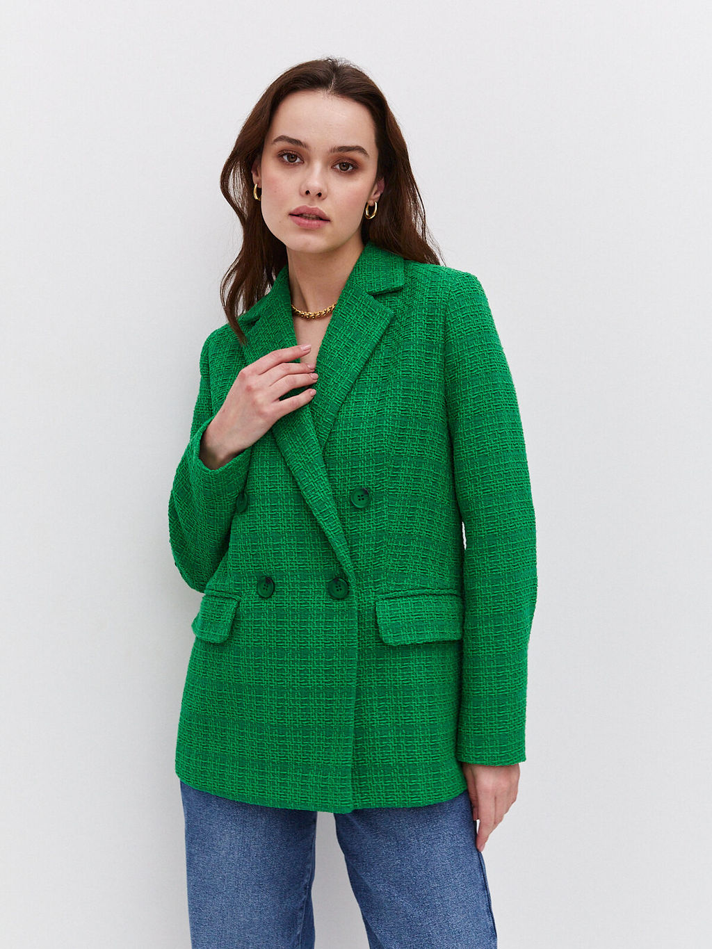 Двубортный жакет из фактурной ткани - TO BE ONE фото 4