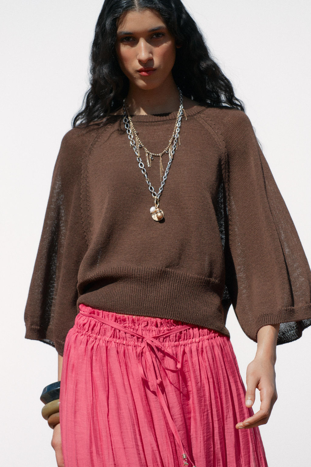 KNIT SWEATER WITH LOOSE-FIT SLEEVES