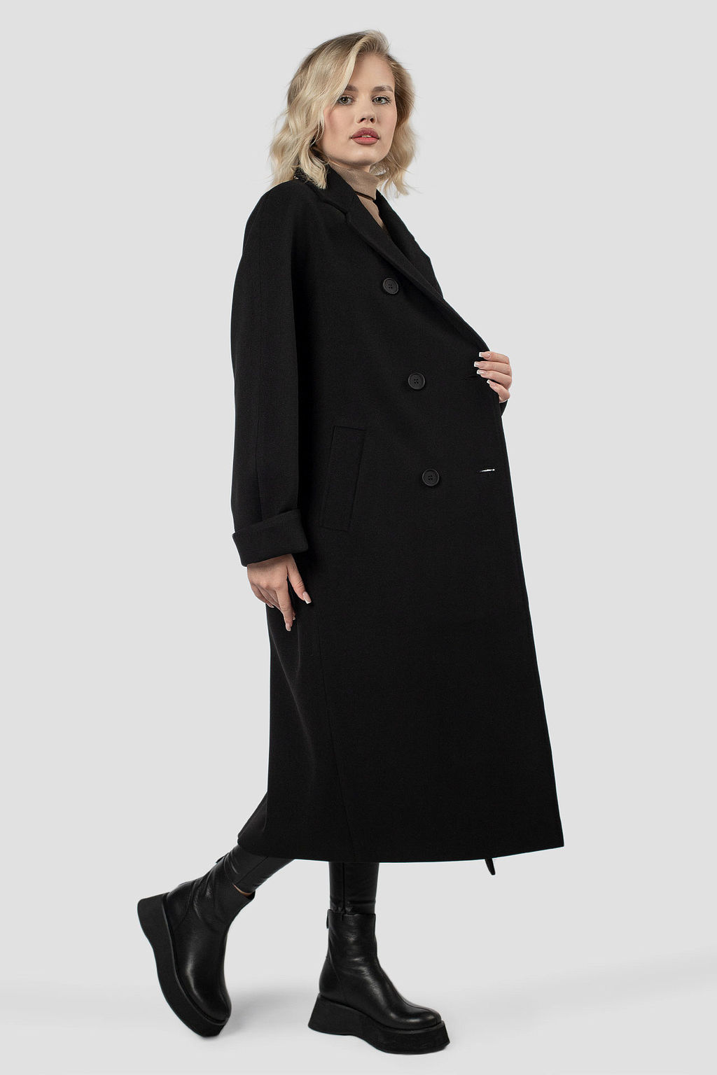 Пальто женское демисезонное (пояс) - El podio фото 3