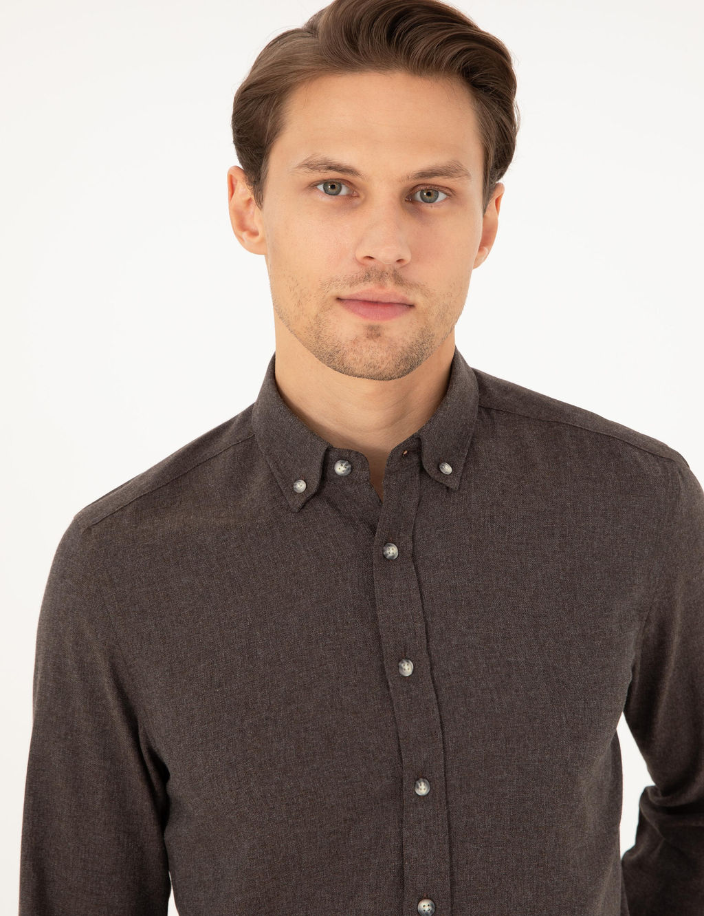 Kahverengi Slim Fit Uzun Kollu G_mlek - Pierre cardin фото 2