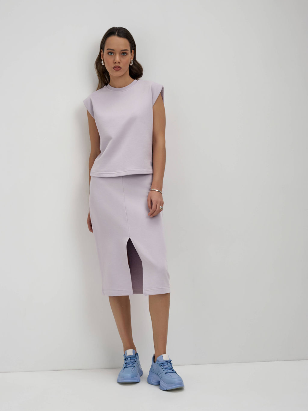 CONTE Юбка прямого кроя из футера с разрезом LU 2592 lavender