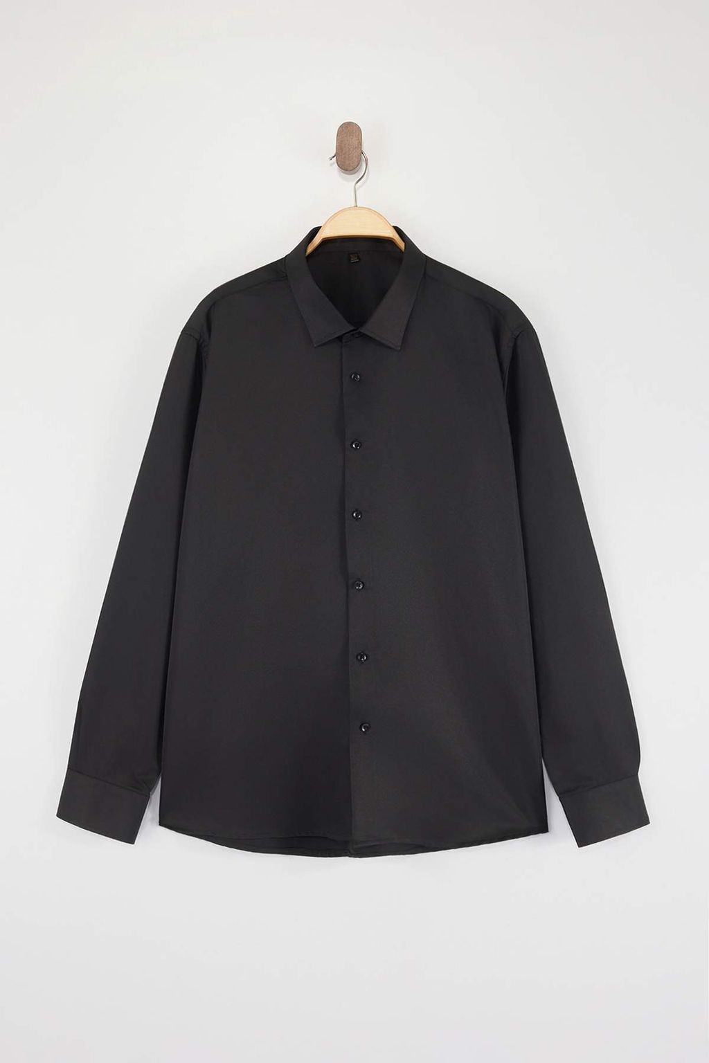 Siyah Fitted Erkek Buyuk Beden Gomlek TMNSS26AX00006