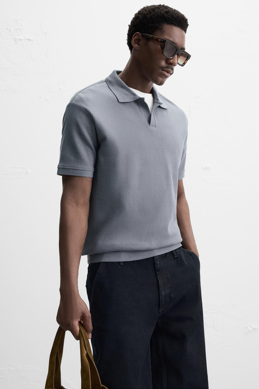 VERTICAL TEXTURED POLO SHIRT - Zara фото 6