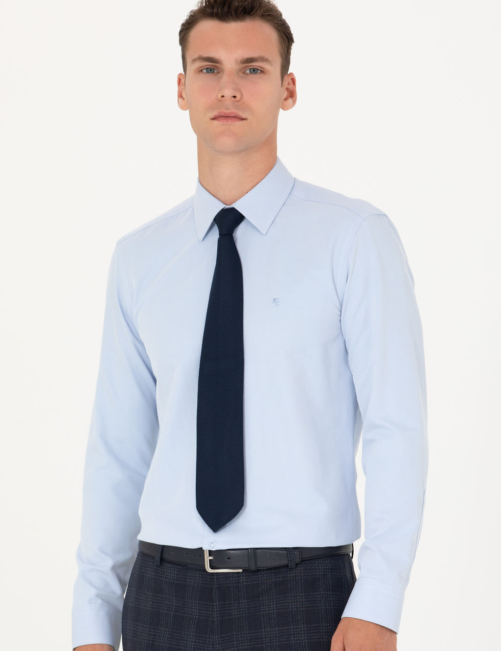 A__k Mavi Slim Fit Uzun Kollu Basic G_mlek
