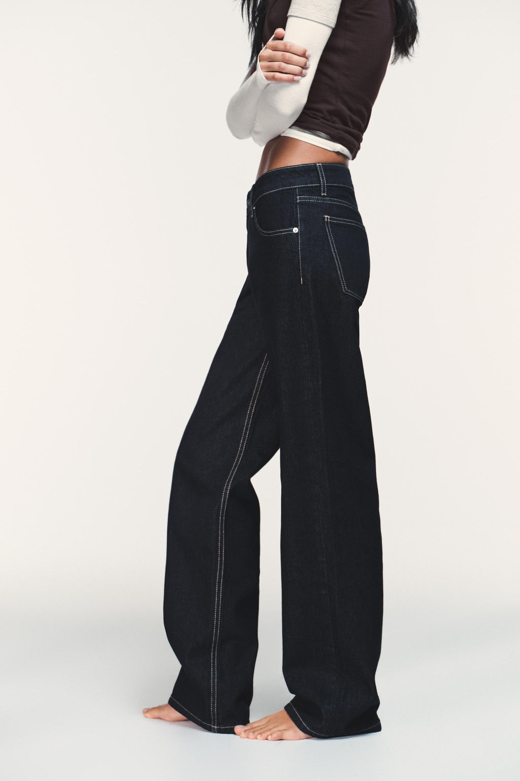 JEANS TRF WIDE LEG TIRO BAJO / Marino oscuro - Zara фото 5