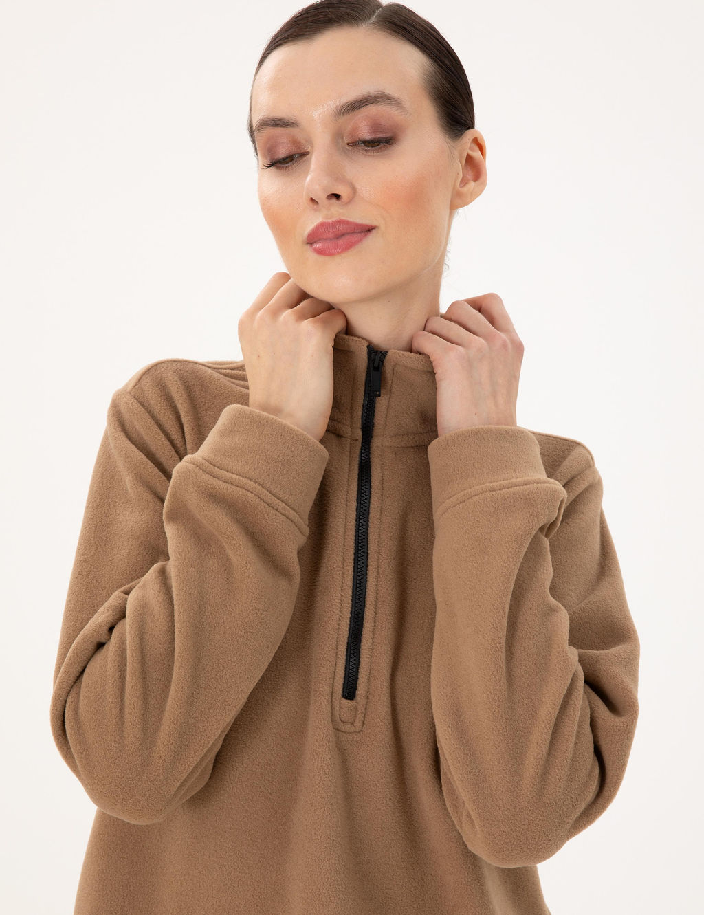 Camel Oversize Polar Sweatshirt
