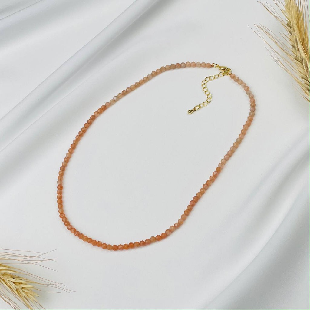 Бусы из Солнечного и Лунного камня "градиент" 40 см +