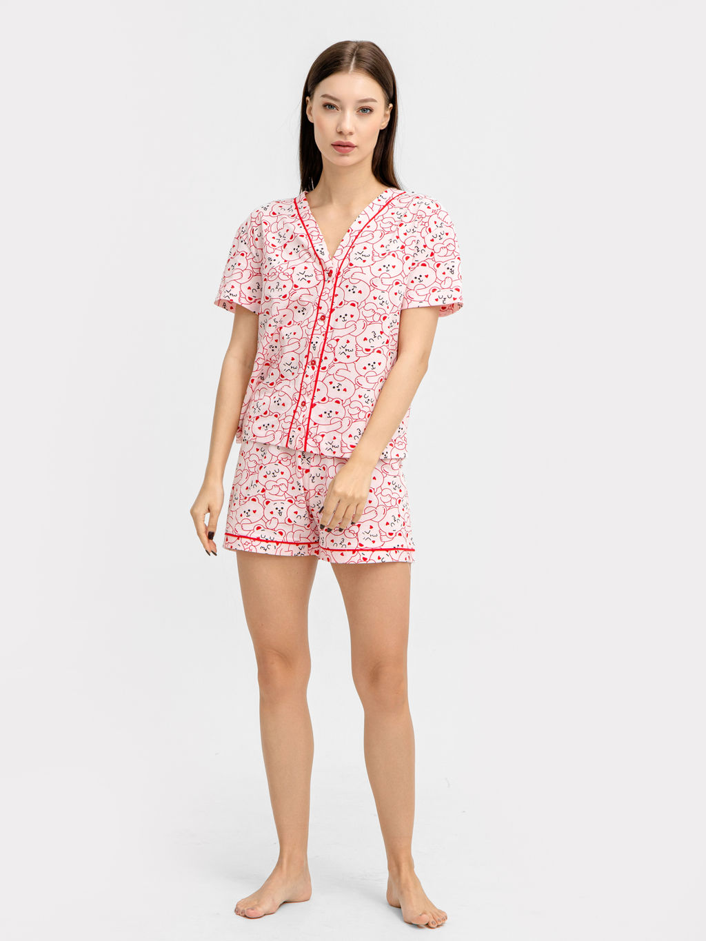 Комплект женский (жакет, шорты) розовый с медведями - Mark formelle фото 3