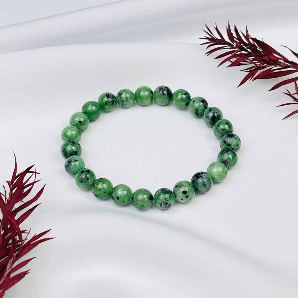 Браслет из Цоизита с Рубином 17,5 см