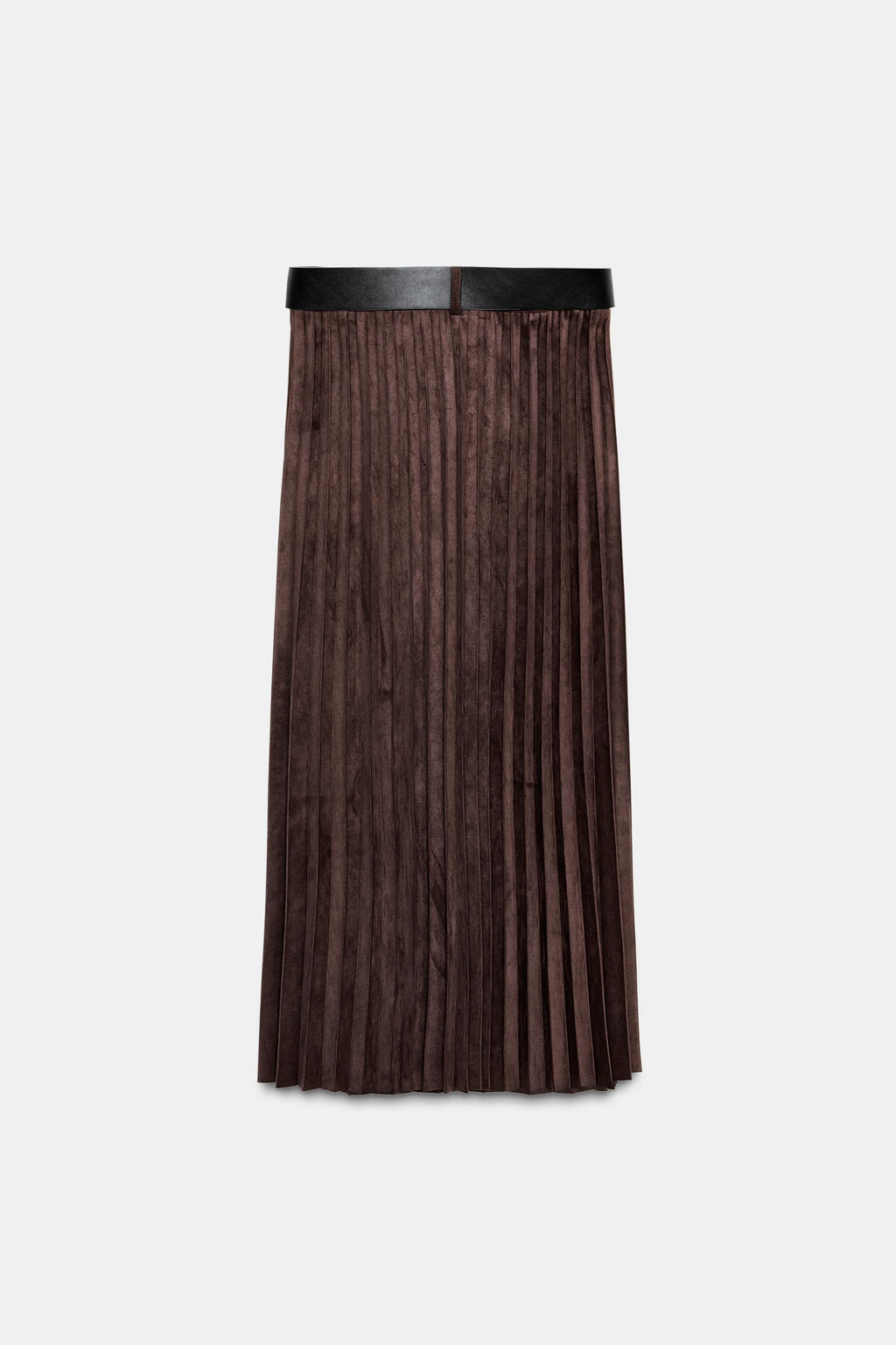 PLEATED FAUX SUEDE MIDI SKIRT WITH BELT - Zara фото 6