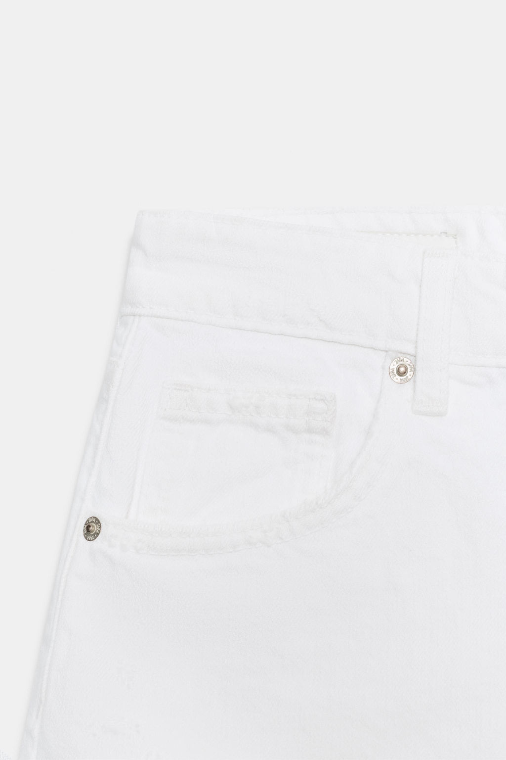 SHORTS DENIM TRF TIRO ALTO ROTOS / Blanco - Zara фото 9