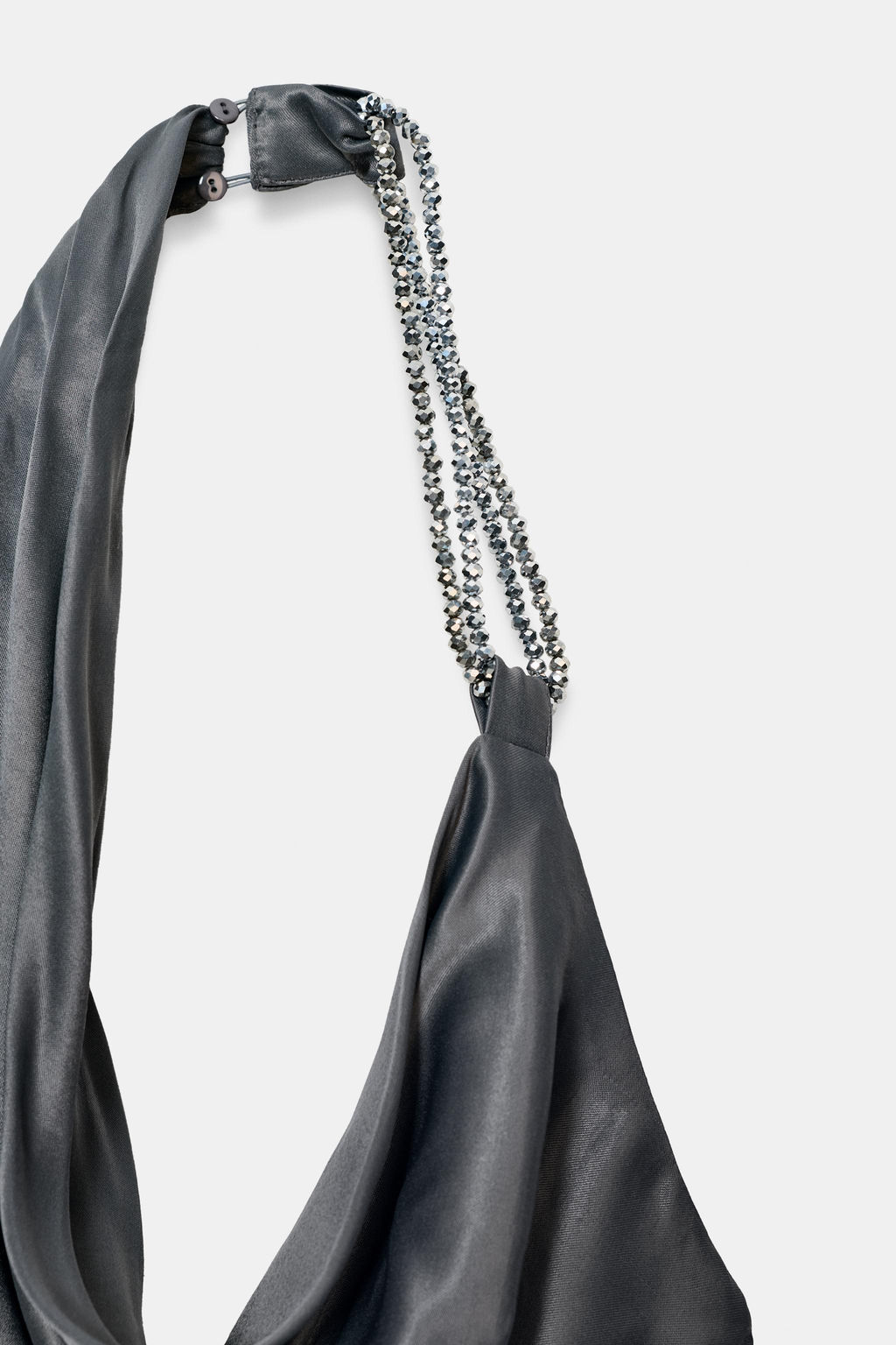 ASYMMETRIC BEADED SATIN MIDI DRESS - Zara фото 10