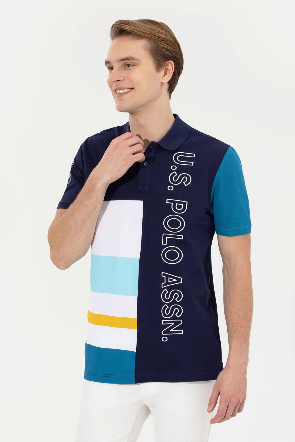 U. S. Polo Assn Мужская темно-синяя футболка с воротником-поло - U.s. polo assn фото 9