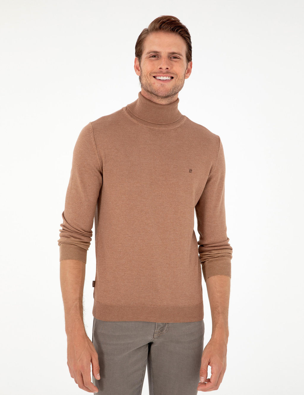 Camel Melanj Slim Fit Bal_k__ Yaka Basic Triko Kazak - Pierre cardin фото 3