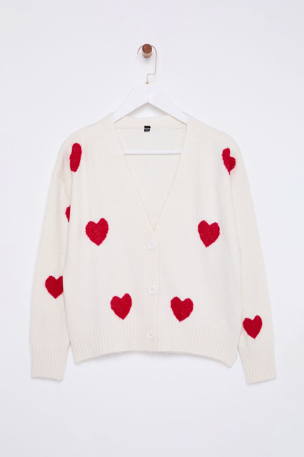 TRENDYOLMILLA Ekru Kalp Desenli V Yaka Triko H?rka TWOAW25HI00373 фото 6