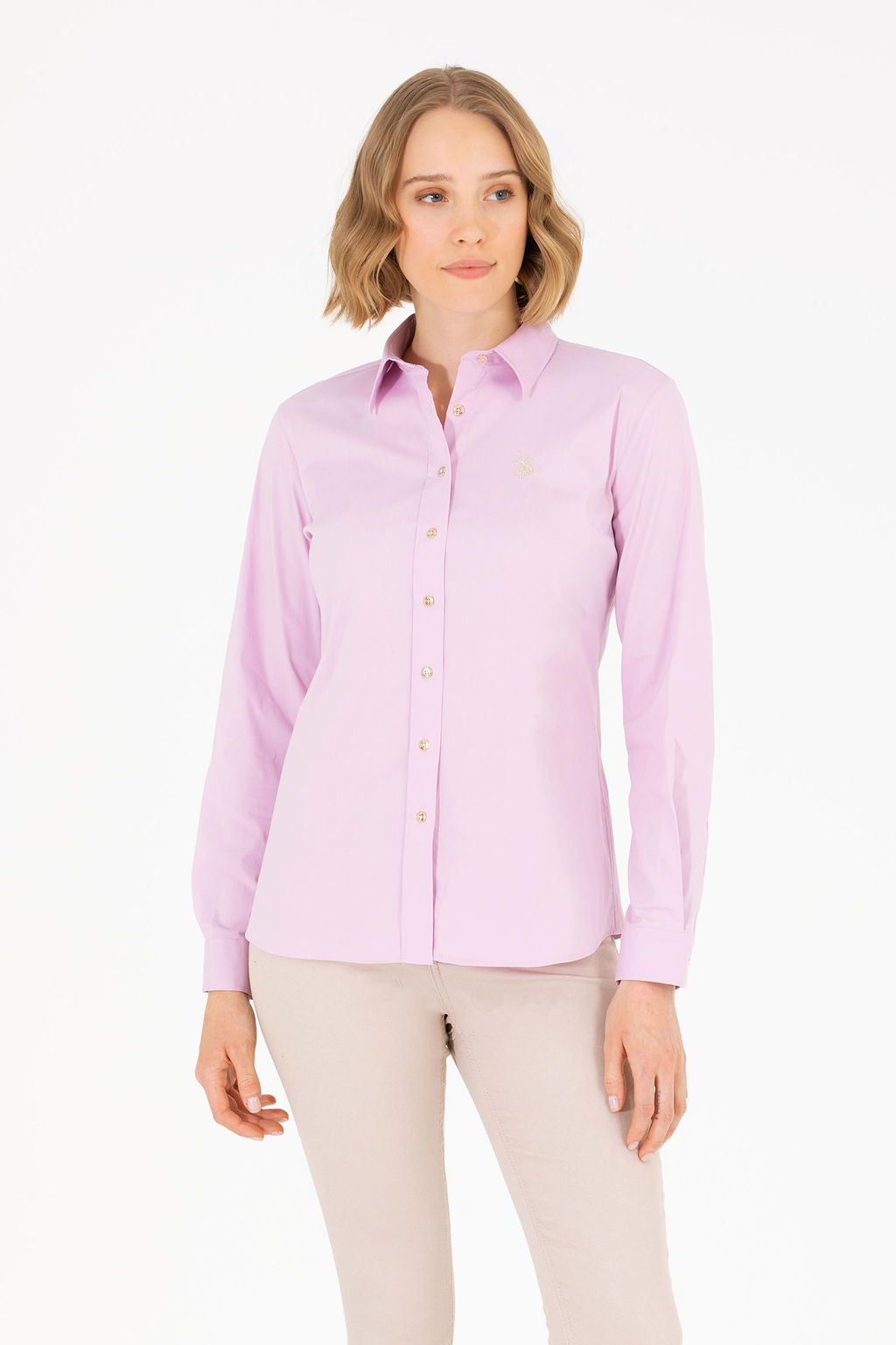 Рубашка женская U.S. Polo Assn Magnolia с длинным рукавом из хлопка с полиамидом  фото 18