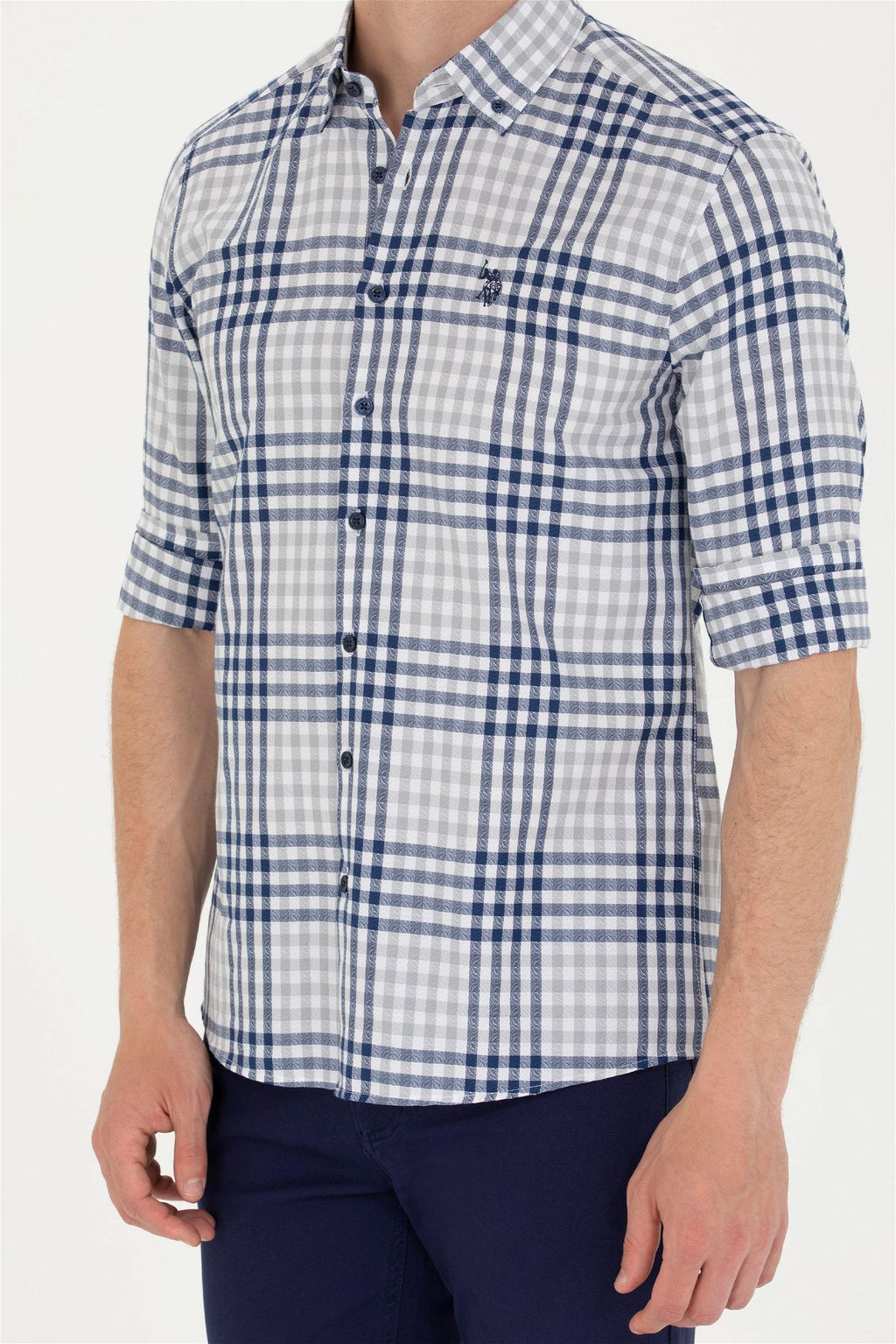 U. S. Polo Assn Мужская темно-синяя рубашка в шотландскую клетку - U.s. polo assn фото 13