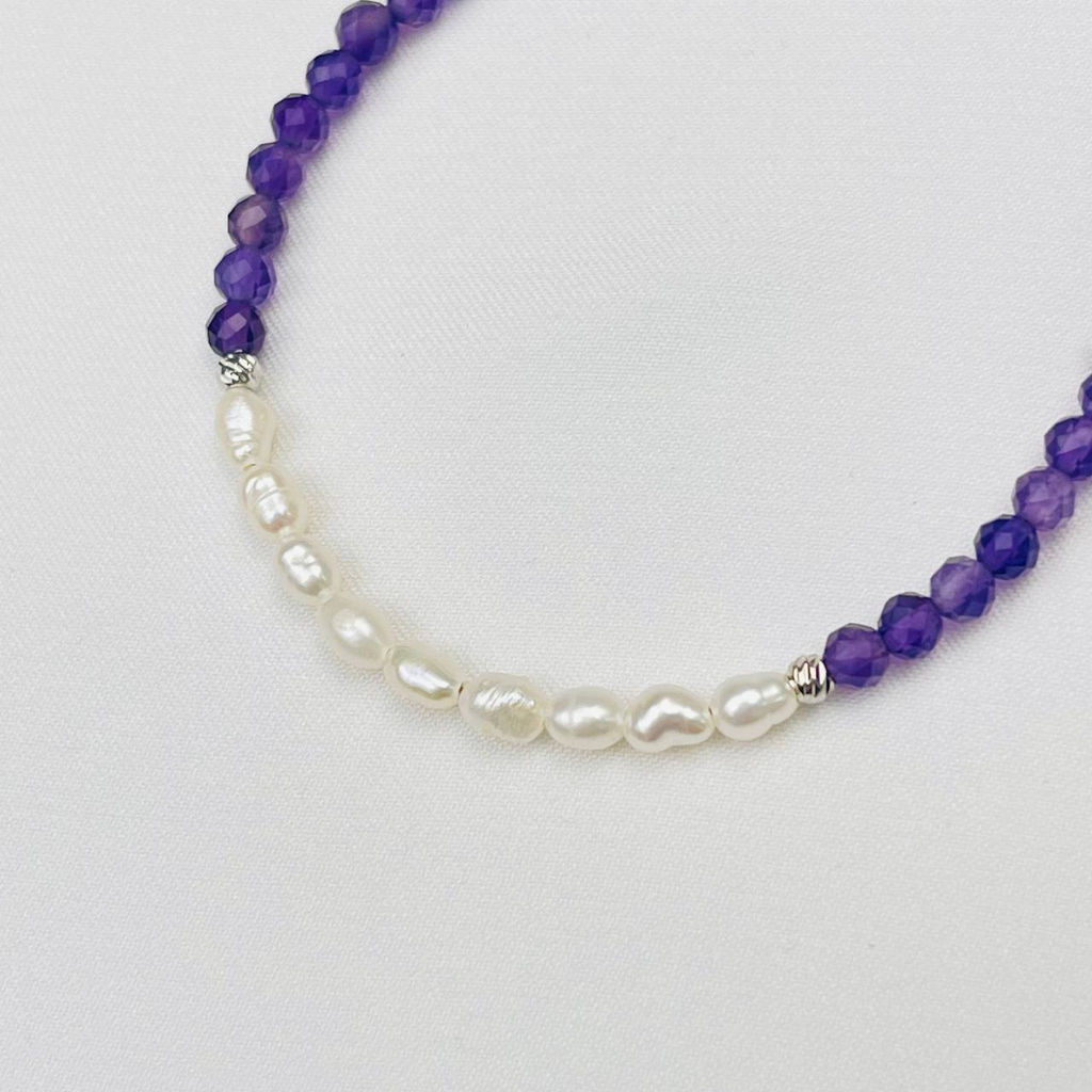 Браслет из Аметиста и Жемчуга 19 см +