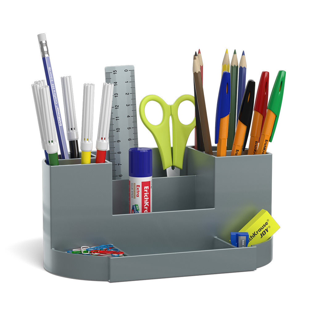 АКЦИЯ Цена за 1 шт. Набор школьный пластиковый ErichKrause® Victoria, Ice Metallic, серебряный