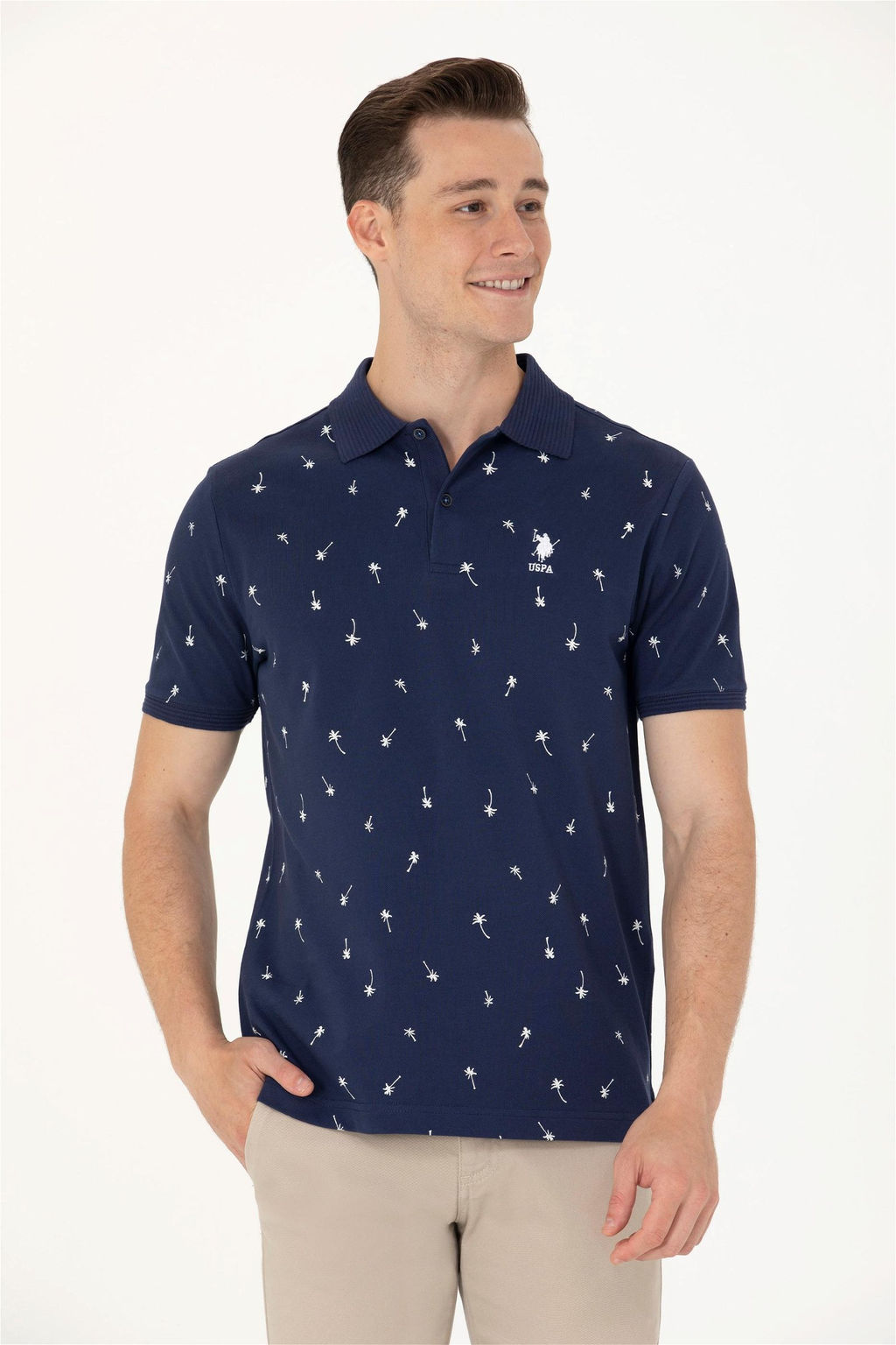 U. S. Polo Assn / Мужская темно-синяя футболка с воротником-поло - U.s. polo assn фото 10
