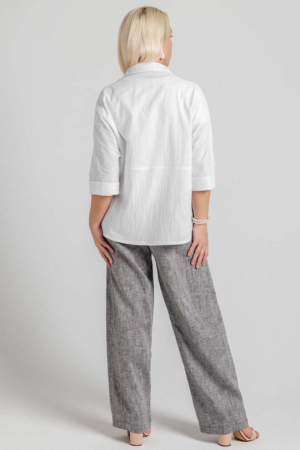 Брюки лен 221/01/Серый меланж