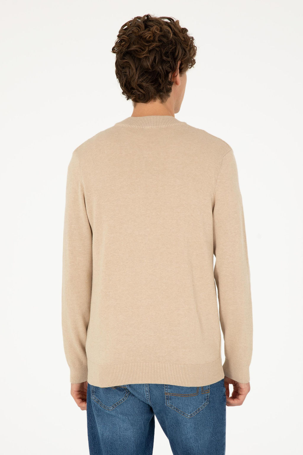 Мужской базовый трикотажный кардиган песочного меланжа - U.s. polo assn фото 12