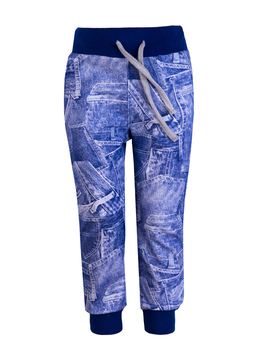 Брюки детские васильковые джинсовые карманы