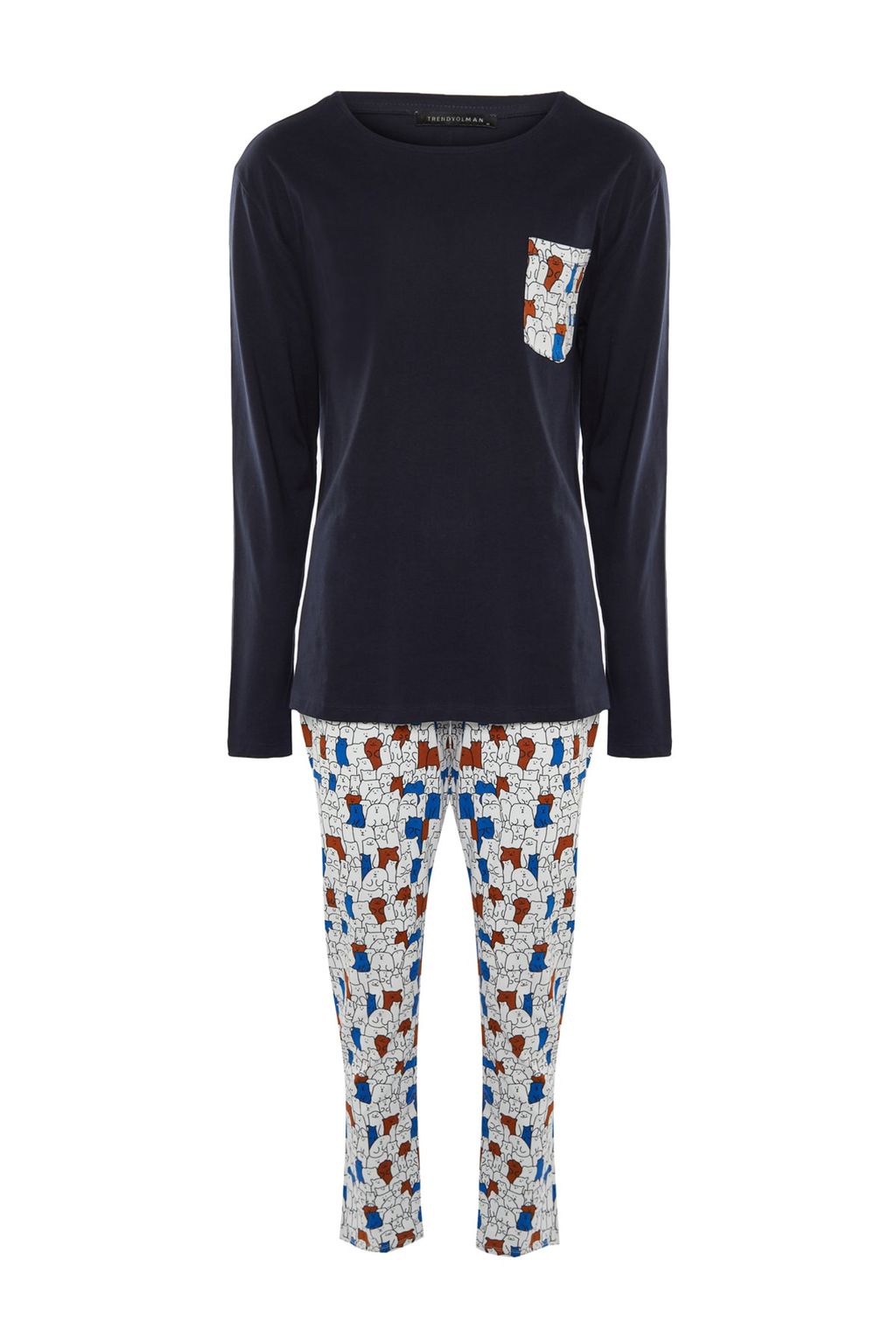TRENDYOL MAN Cok Renkli Regular Fit Bask?l? %100 Pamuk Pijama Tak?m? TMNAW22PT1072 - Trendyolmilla фото 6