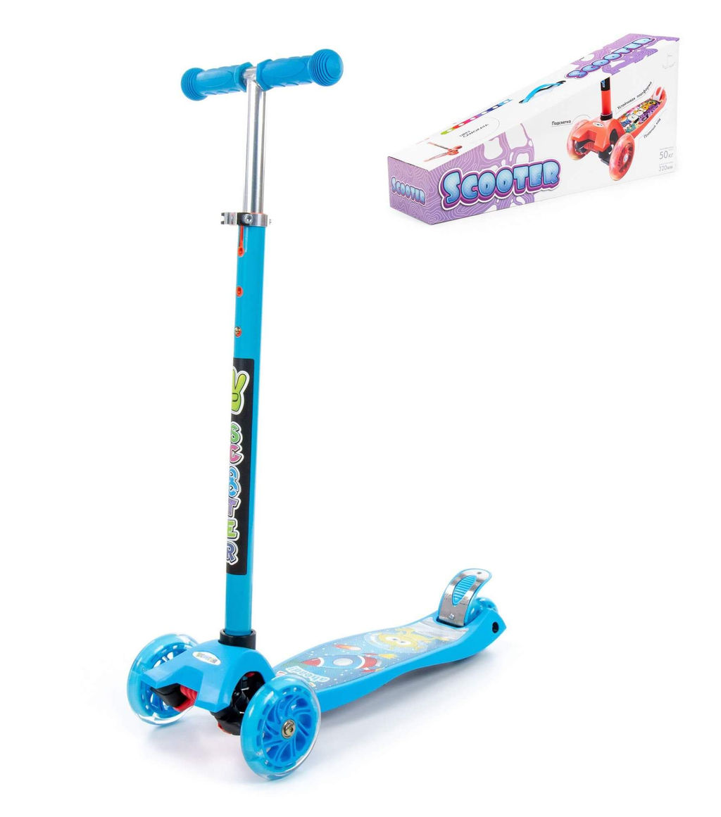 Полесье. Детский самокат (с наклейкой V1) (голубой) (в коробке) арт.# 0072-V1(Г)