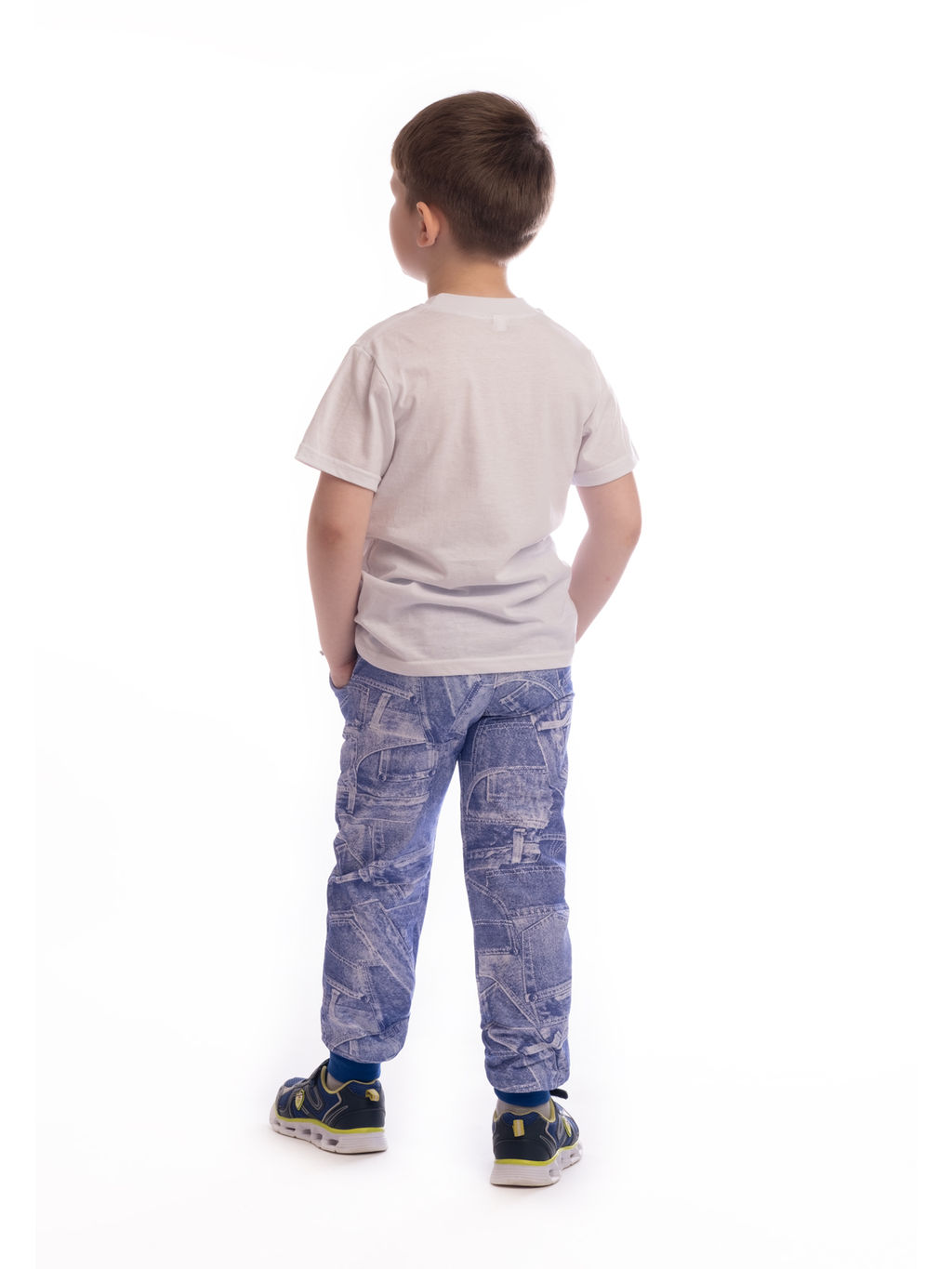 Брюки детские васильковые джинсовые карманы