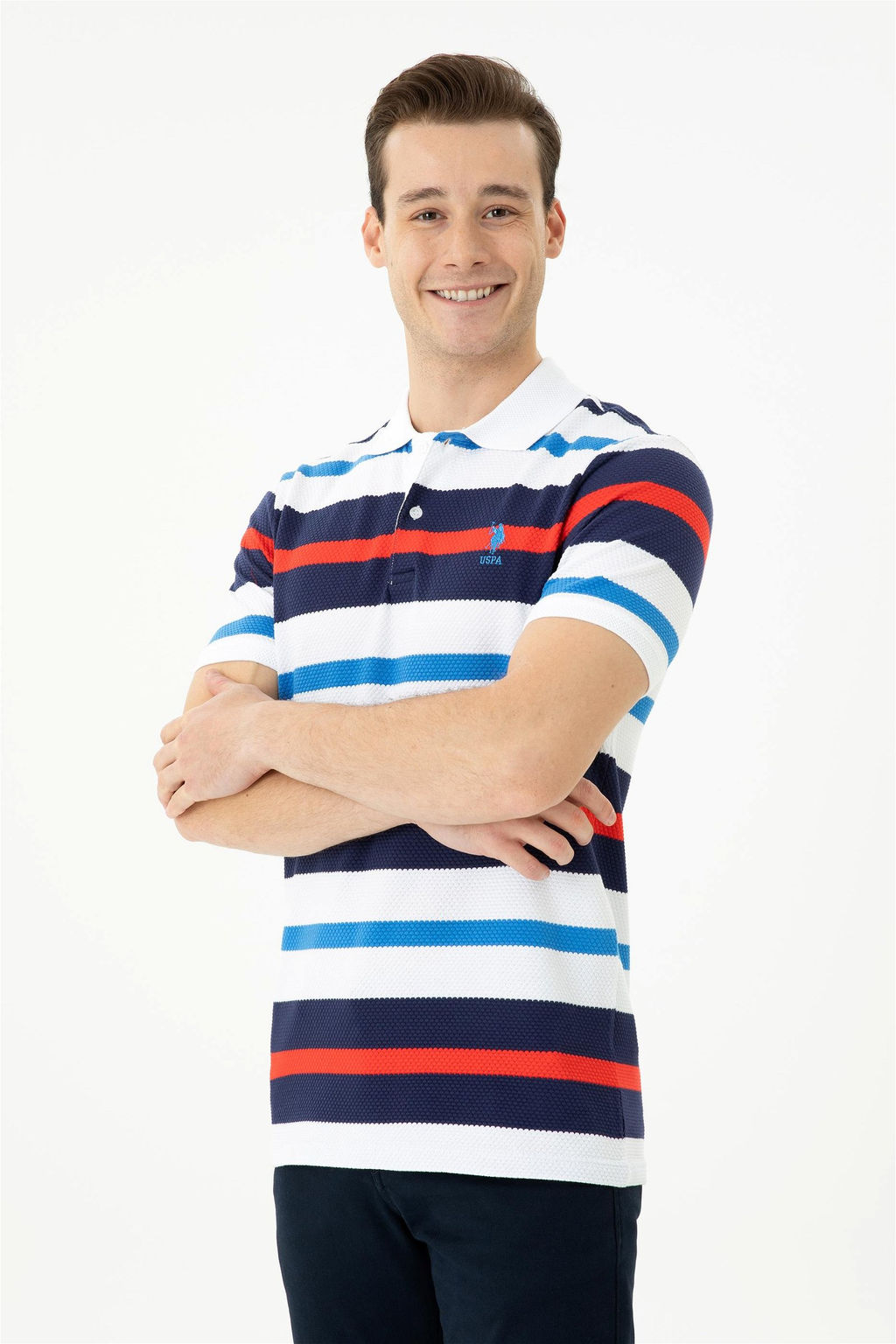 Мужская темно-синяя футболка с воротником-поло - U.s. polo assn фото 3